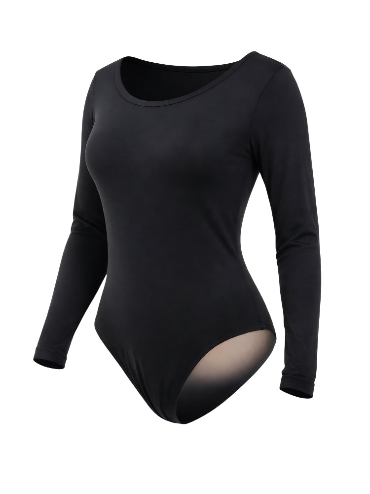 Womens 3D Round Neck Long Sleeve Viscose Leotard
