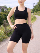 Womens Cotton Elastic Stretch Breathable Black Cycling Shorts