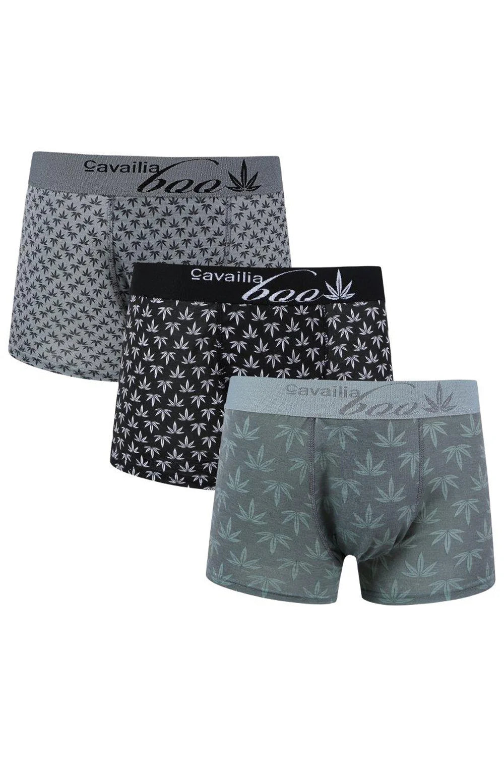 Men’s Botanical Leaf Printed Hipster Boxer Shorts 3 Pack