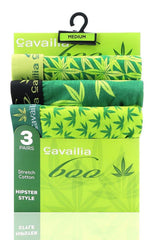 Men’s Green Botanical Leaf Pattern Hipster Boxers 3 Pack