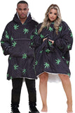 Adult Oversized Warm Printed Fleece Hoodie Wearable Blanket