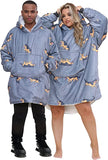 Adult Oversized Warm Printed Fleece Hoodie Wearable Blanket