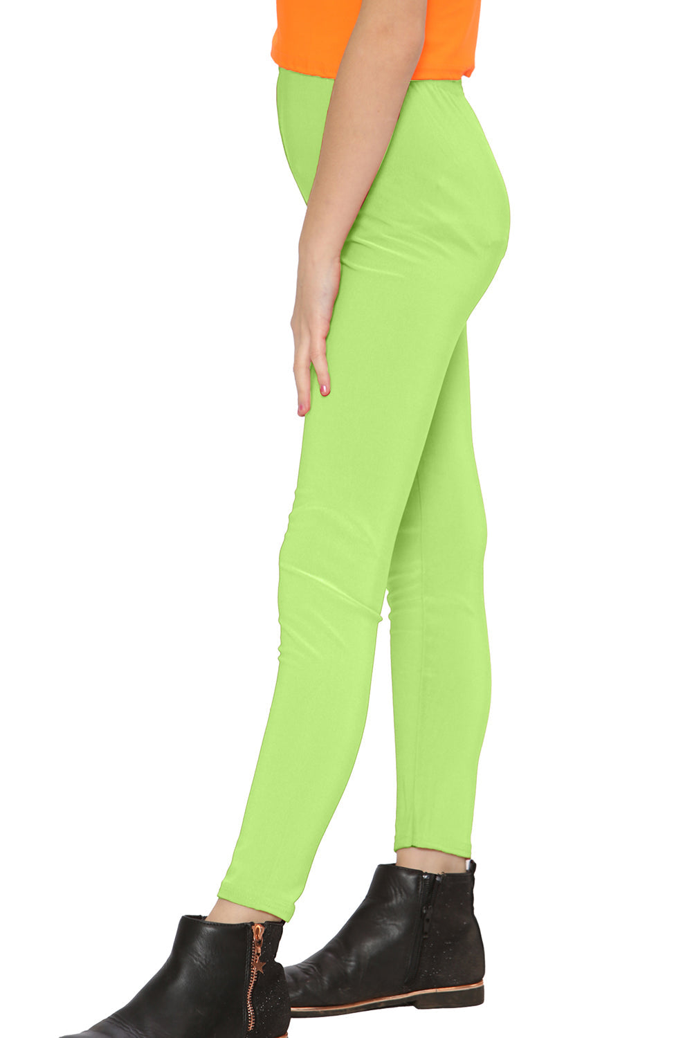 Girl's Microfibre Full Length Leggings with Elastic Waist