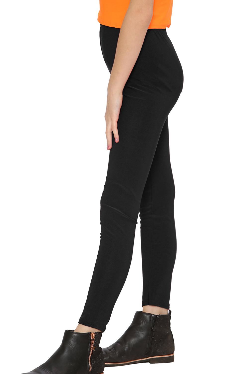 Girl's Microfibre Full Length Leggings with Elastic Waist