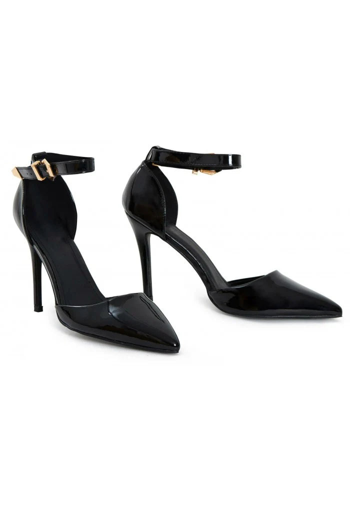 Women Pointy Toe Stiletto Ankle Strape Court Shoes