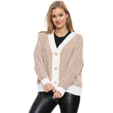 striped Front Oversized Knitted Cardigan