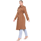 Ladie's Winter Fashion Pleated Trench Coat