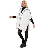 Women's Unique Fashion Button Up Cape Coat Black