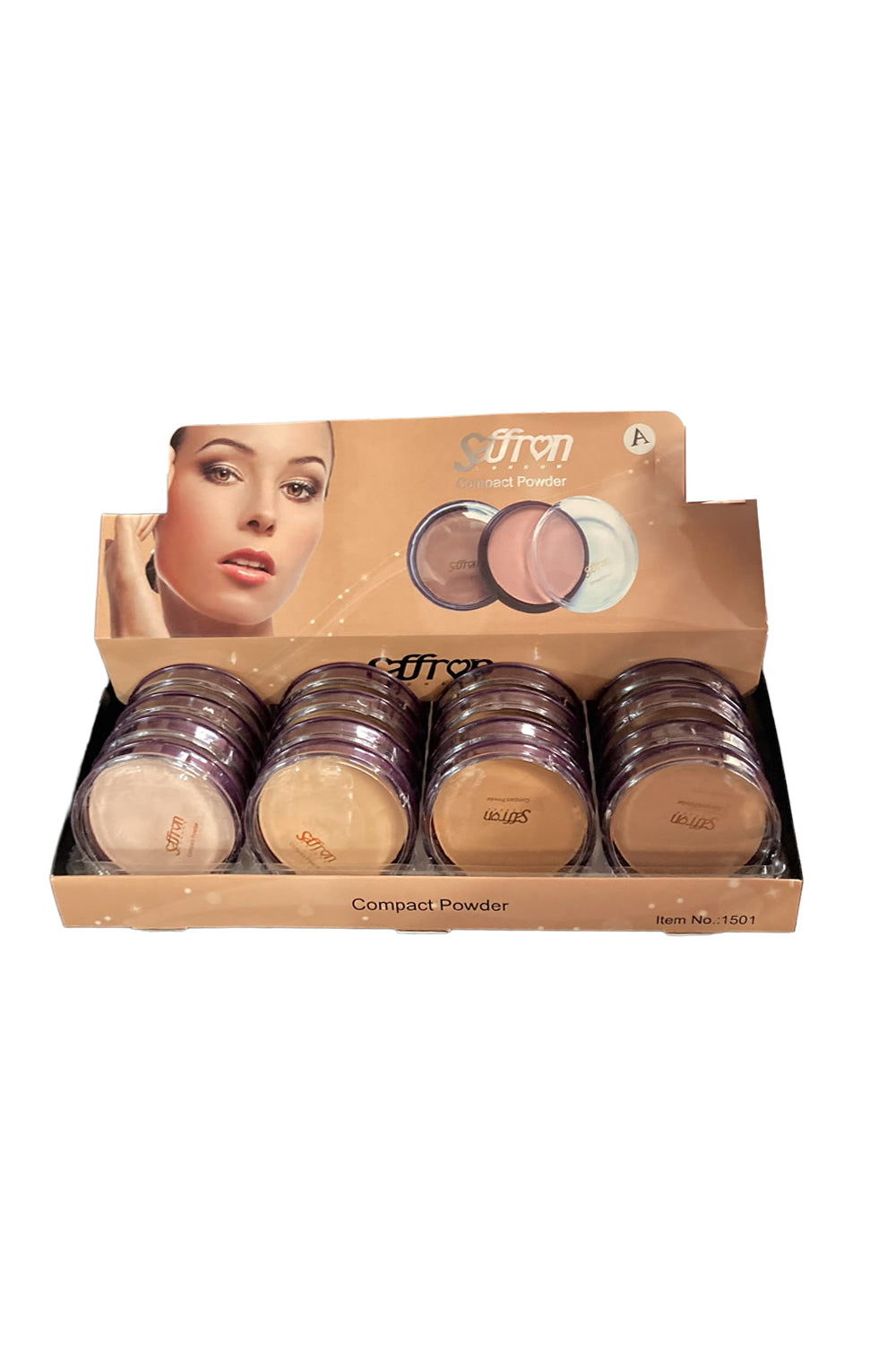 Compact Pressed Face Powder 4 Assorted Light Shades Tray of 24