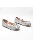 Girl's Mary Jane Glitter Elastic Strap Flat Shoes