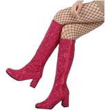 Women's Go Go 1960s & 1970s Retro Glitter Heels Boots