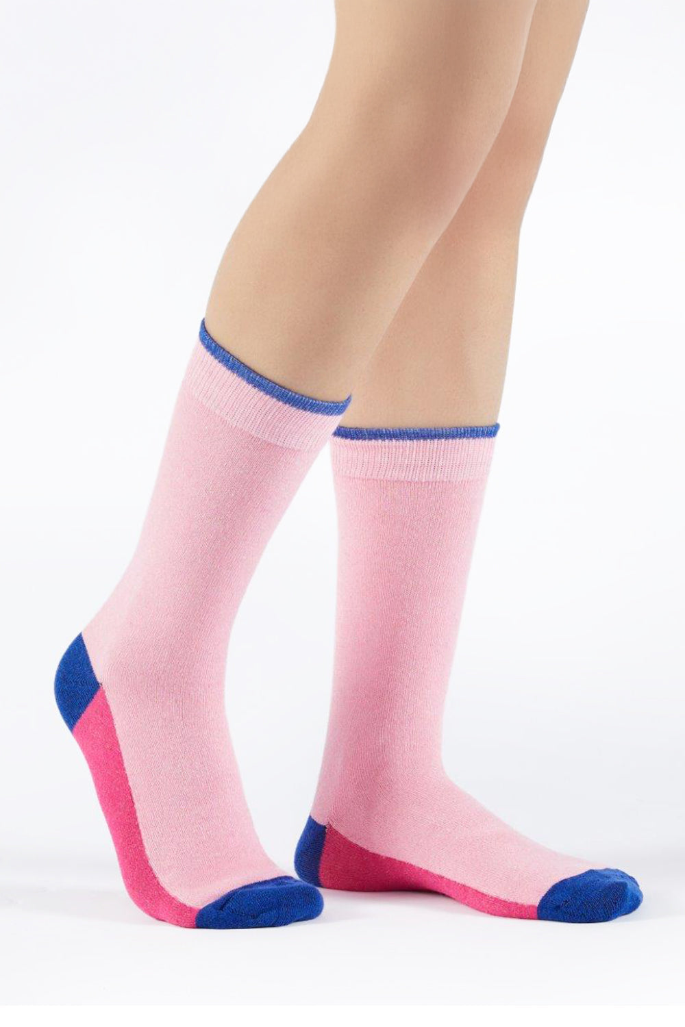 Ladies Cherry Pop Pink and Blue Fashion Socks 3 Pack