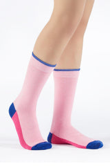 Ladies Cherry Pop Pink and Blue Fashion Socks 3 Pack