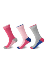Ladies Cherry Pop Pink and Blue Fashion Socks 3 Pack