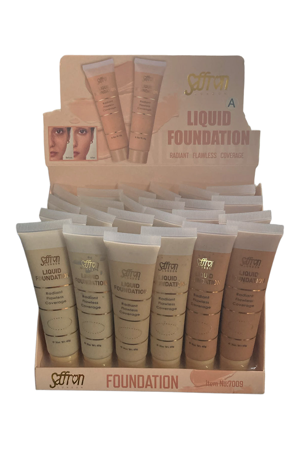Liquid Foundation 3 Assorted Shades Light to Medium Pack of 24 Pcs