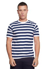 Adult Stripe Crew Neck Basic Short Sleeves Cotton T-Shirt