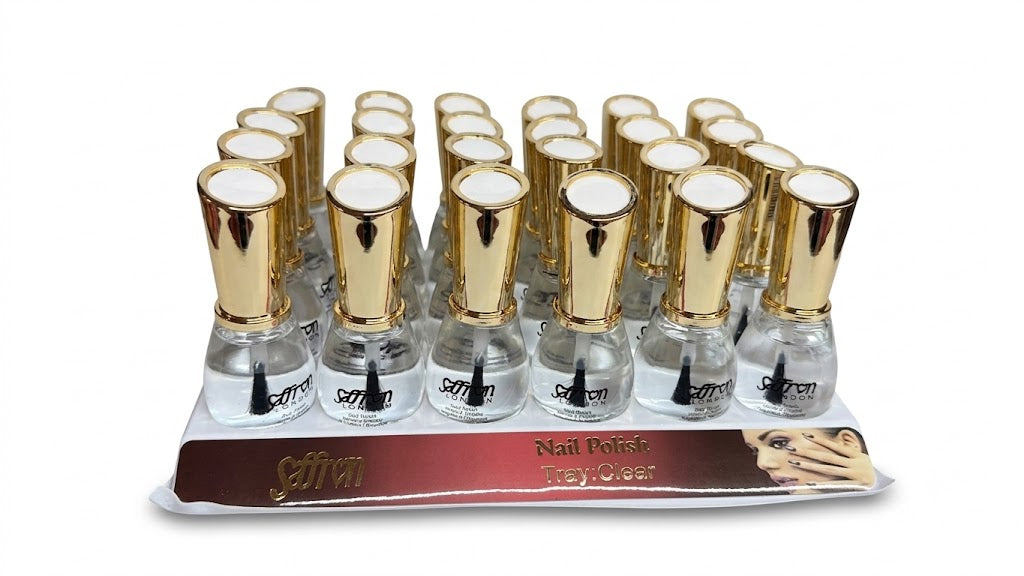Transparent Nail Polish Clear Gloss Finish Tray of 24 Pcs