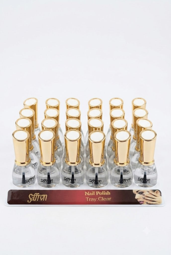 Transparent Nail Polish Clear Gloss Finish Tray of 24 Pcs