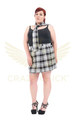 Plus Size Ladies Tartan Pleated Wrap Over Buttoned Kilt Skirt (18 Inches)