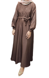 Women's Muslim Belt  Abaya Dress Flowy Maxi Embroidered Gown