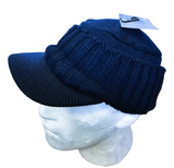 Unisex Ribbed Knitted Hat with Peaked Hood