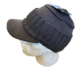 Unisex Ribbed Knitted Hat with Peaked Hood