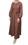 Women's Muslim Belt  Abaya Dress Flowy Maxi Embroidered Gown