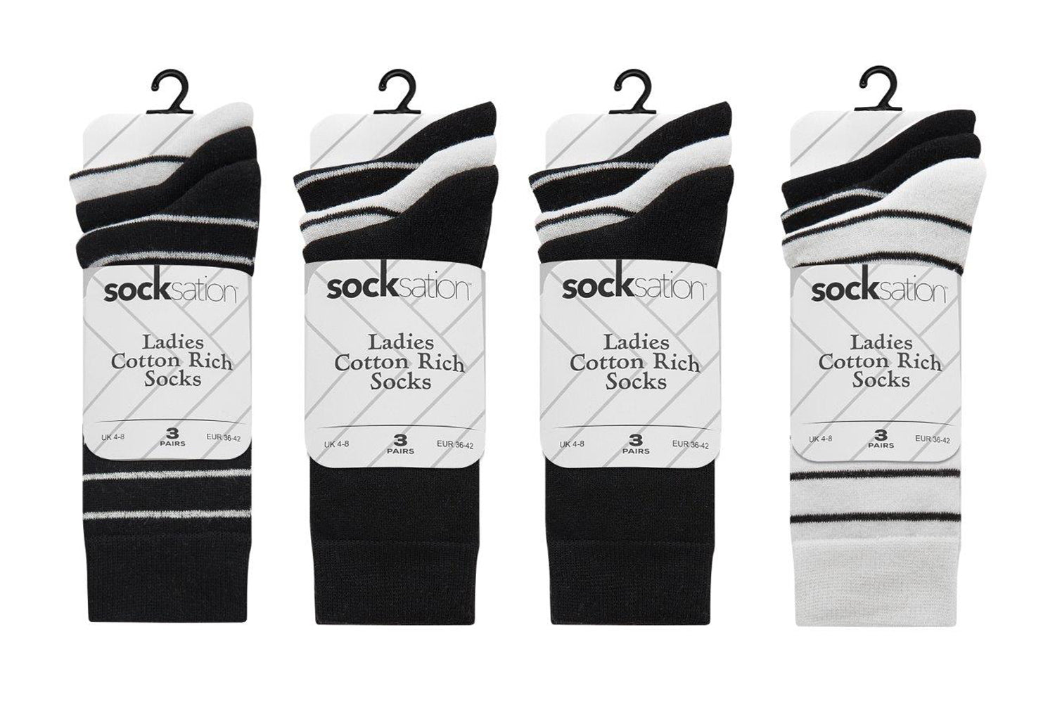 Ladies Celebration Gala Striped Cotton Socks 3 Pack