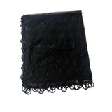 Muslim Women's Black Karhai Dupatta with Ring Border and Zig-Zag Design