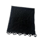 Asian Women's Black Floral Karhai Shiny Net Dupatta with Ring Border