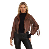 Ladies Winter Fashion Vegan Leather Tassle Jacket