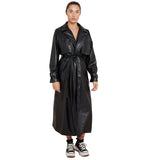 Women's Waterfall Vegan Leather Mac Coat