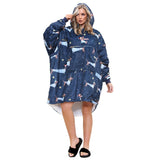 XMAS Women Snowy Dachshund Navy Hoodie Blanket