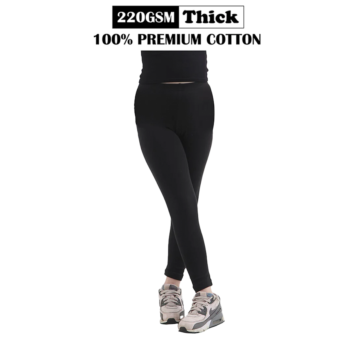Girl's Thick Cotton Full-Length Elastic Waist Leggings